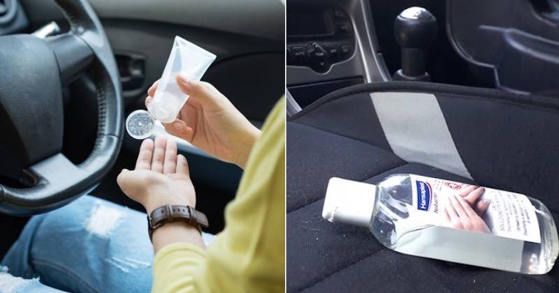 lasciare il gel disinfettante in auto